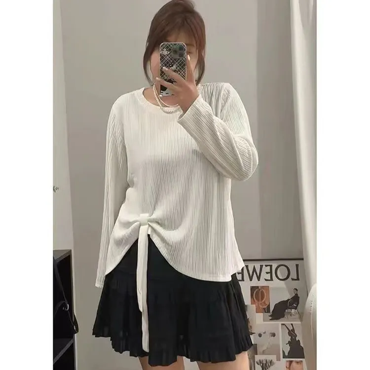 秋季长袖大码mm独特漂亮小衫秋衣清冷系禅意衣服内搭女打底衫t恤