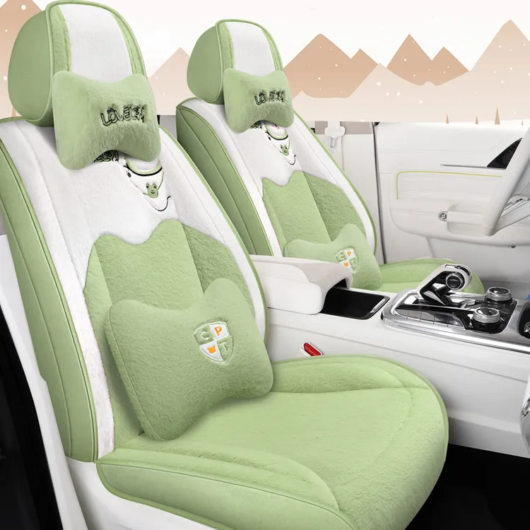 汽车坐垫冬季加厚保暖短毛绒卡通座垫兔毛绒座椅套专用全包围座套