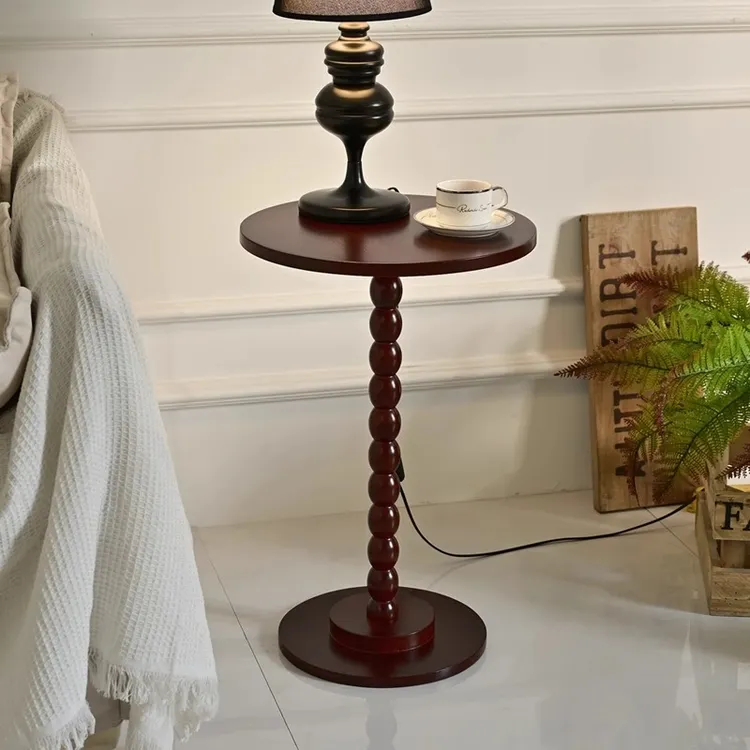 实木中古风小茶几黑胡桃色边几客厅小户型现代简约轻奢复古落地