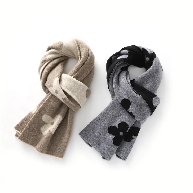 10005 高满意度系列 纯山羊绒 小花围巾 轻盈舒适保暖柔软 百搭