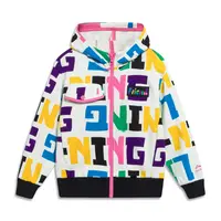 李宁运动生活系列女小童开衫宽松型休闲春秋连帽卫衣YWDT020-B品