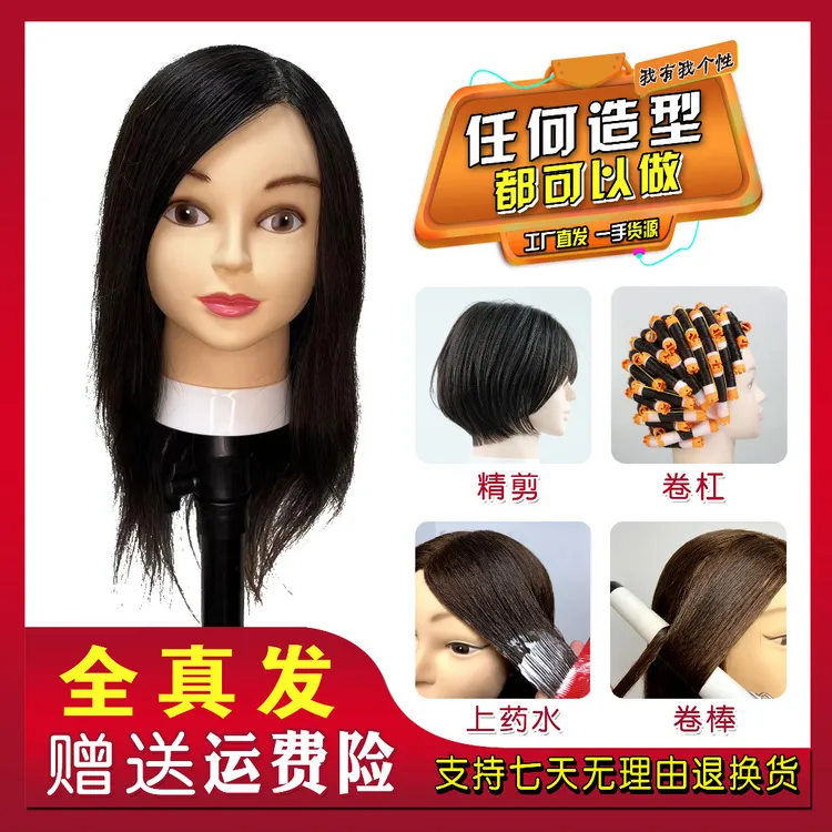 海飞全真发头模16A经典护理精剪可吹可烫可漂可染学员练习头模
