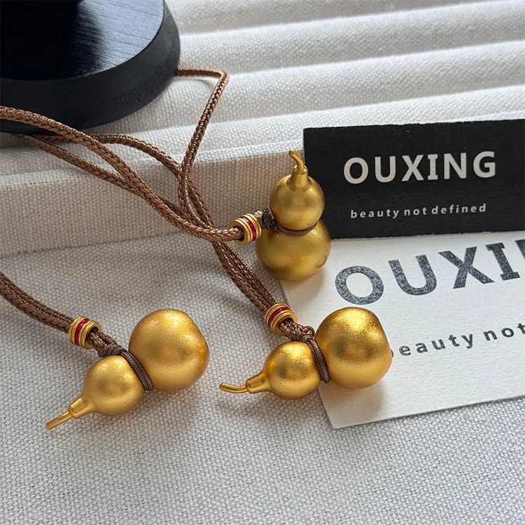 铜合金项链 【福禄】金色葫芦古法磨砂嘉尔同款百搭手工心经项链