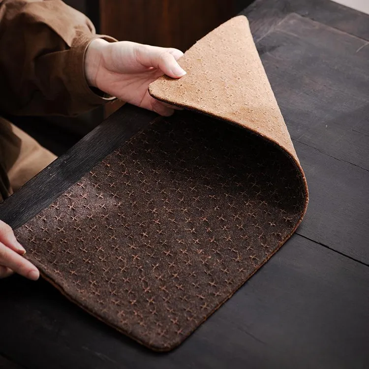 香云纱茶席桌旗禅意复古双面干泡垫新中式防水长条茶桌布艺批发