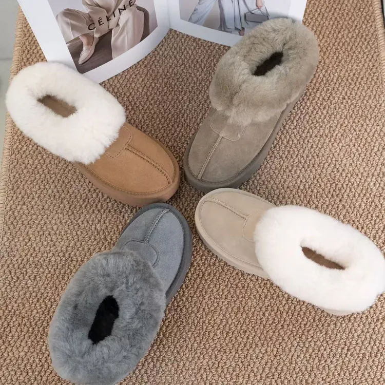 【塔茨特】【羊毛】网红棉鞋,短靴,冬季,,时尚加厚保暖牛皮雪地棉女鞋