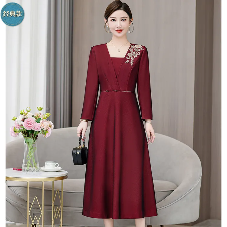 时尚轻奢妈妈婚宴礼服喜婆婆装连衣裙上档次洋气高档气质奢华长裙