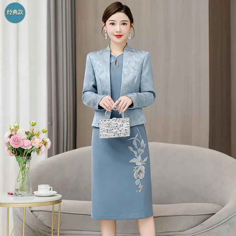 喜婆婆装婚宴礼服连衣裙高贵高档妈妈上档次气质奢华显瘦套装长裙