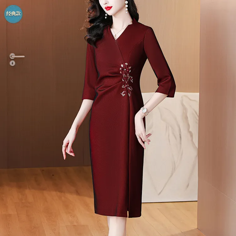 高雅妈妈装连衣裙喜婆婆婚宴礼服高贵秋季新款婚气质时尚结婚长裙