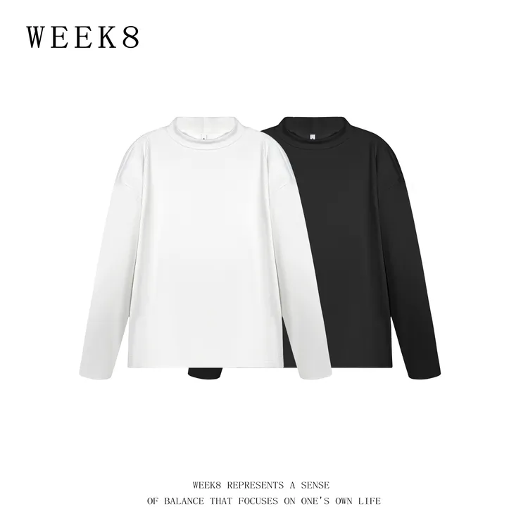 秋冬季领打底衫宽松纯色简约肌理打底衫男士简约潮牌无性别防静电