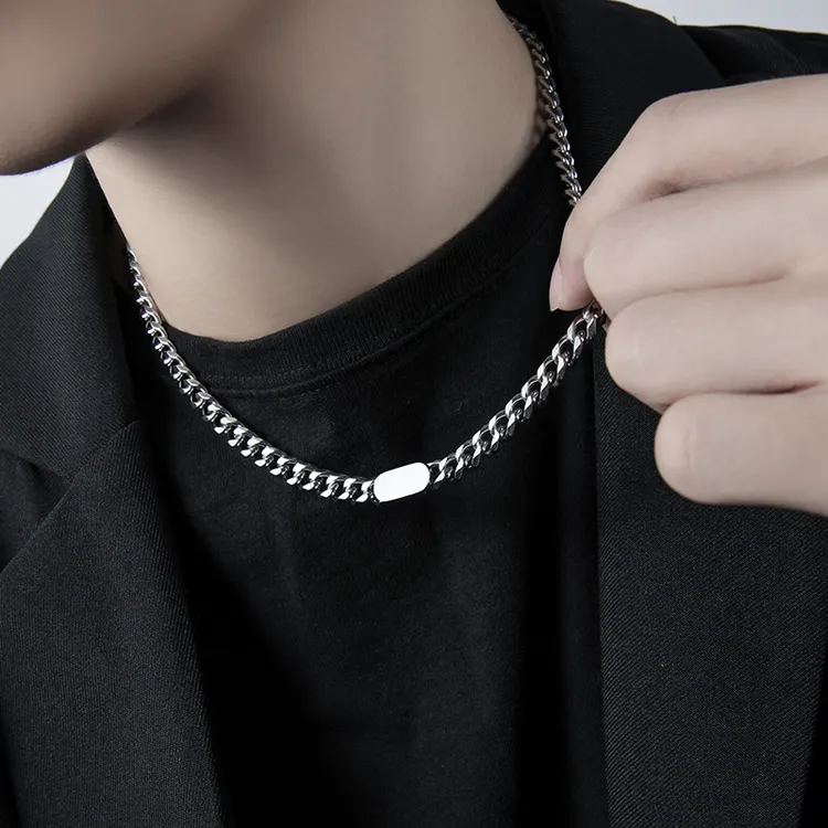 钛钢项链 男士钛钢项链古巴潮牌项链百搭小众简约个性ins古巴链