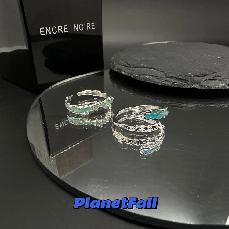 合金戒指 小众设计纹理海岸线戒指高级感冷淡风个性气质情侣对戒 