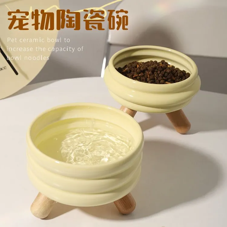 猫粮碗水碗gulu宠物碗陶瓷彩色喂食碗狗狗食盆高脚护颈猫碗防打翻