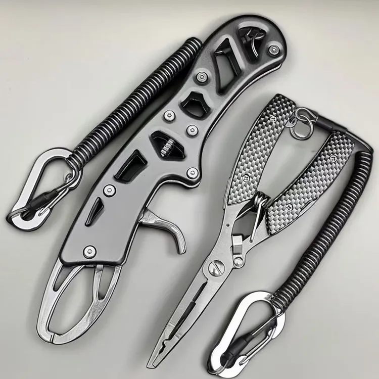 新款格子不锈钢路亚多功能控鱼器开环绑线二合一户外钓鱼套装