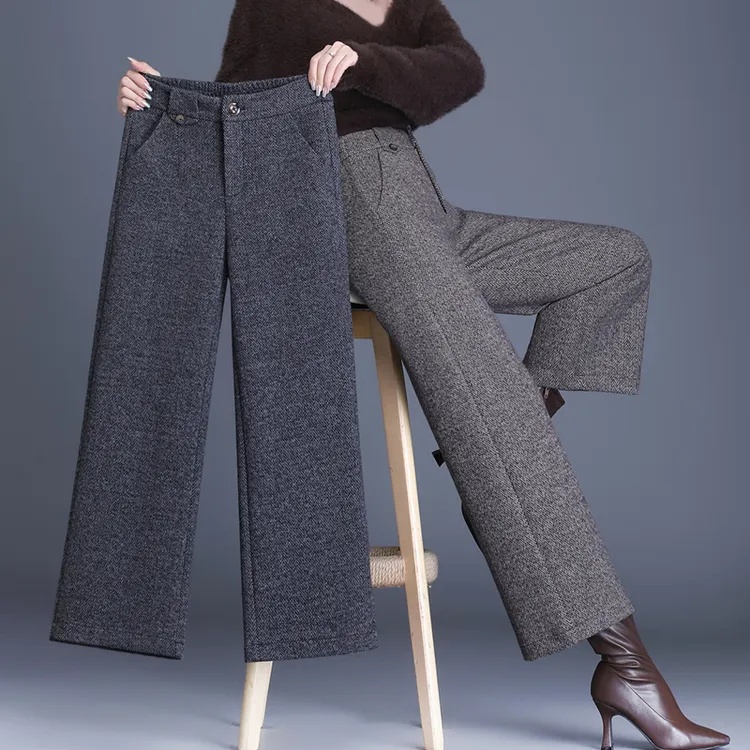 九分羊毛呢阔腿裤女秋冬2025新款爆款洋气小个子宽松春秋妈妈裤子