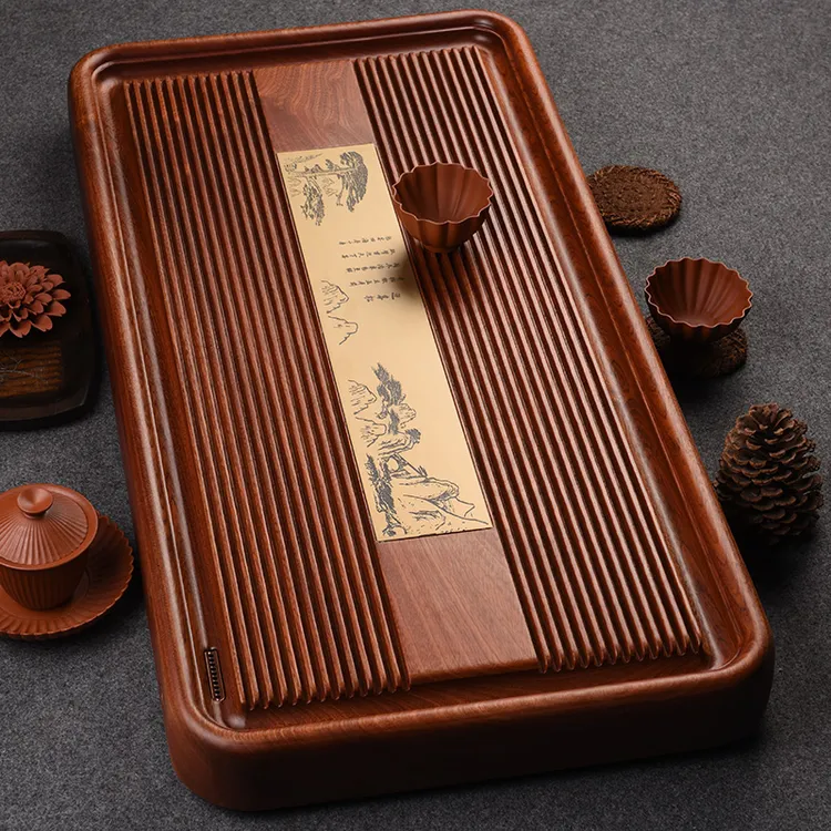 整块花梨木茶盘高档家用简约实木茶台大号功夫茶具长方形茶海托盘