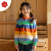 soyo舍予良仓童装纯棉针织儿童毛衣春秋彩虹开衫女童外套男童上衣
