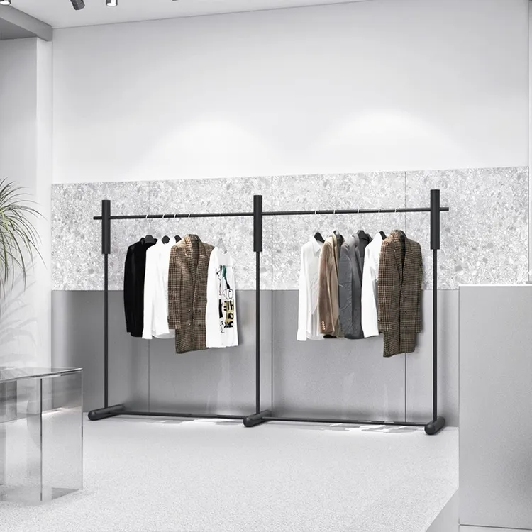 服装店轻奢北欧不锈钢银色陈列货架女装店简约中岛落地式展示架