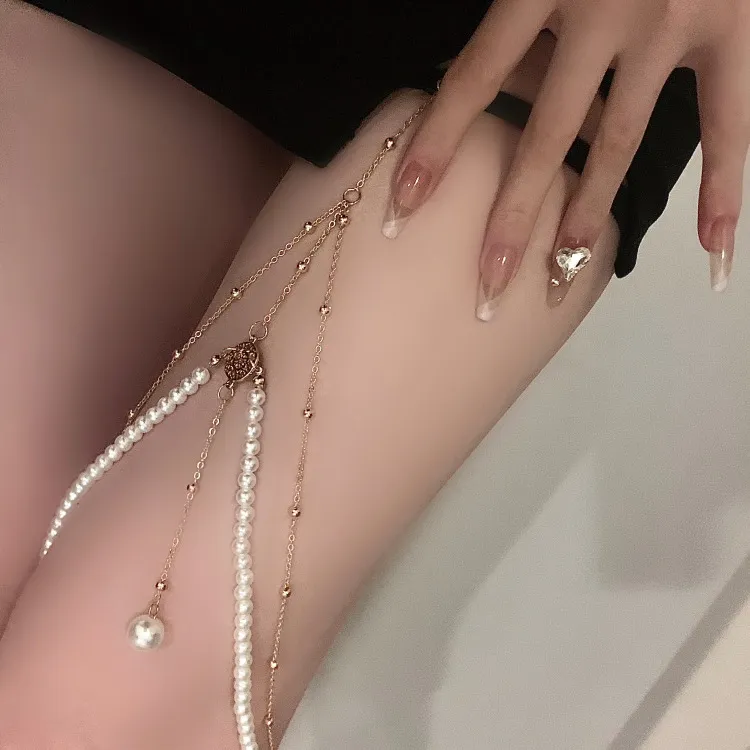 铜合金仿珍珠脚链 第二条10元 小众时尚气质性感大腿链条妹配饰女