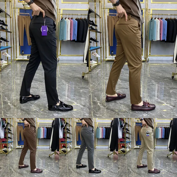 X6626高档男裤免烫欧货微锥修身小脚裤小脚裤裤脚开叉 男士休闲裤