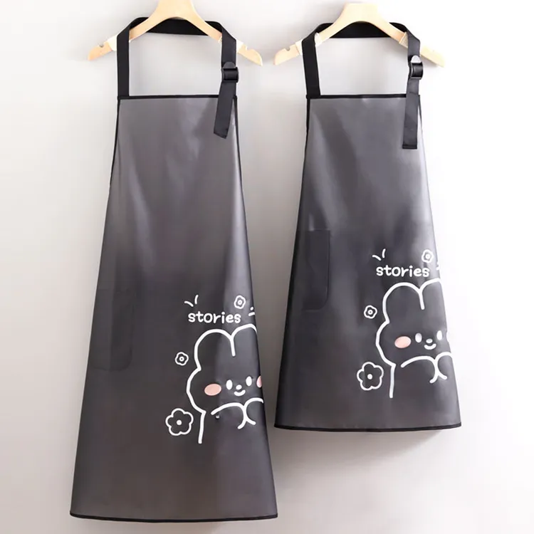 新款TPU挂脖防水围裙女夏季薄款厨房家用做饭餐饮专用免洗工作服