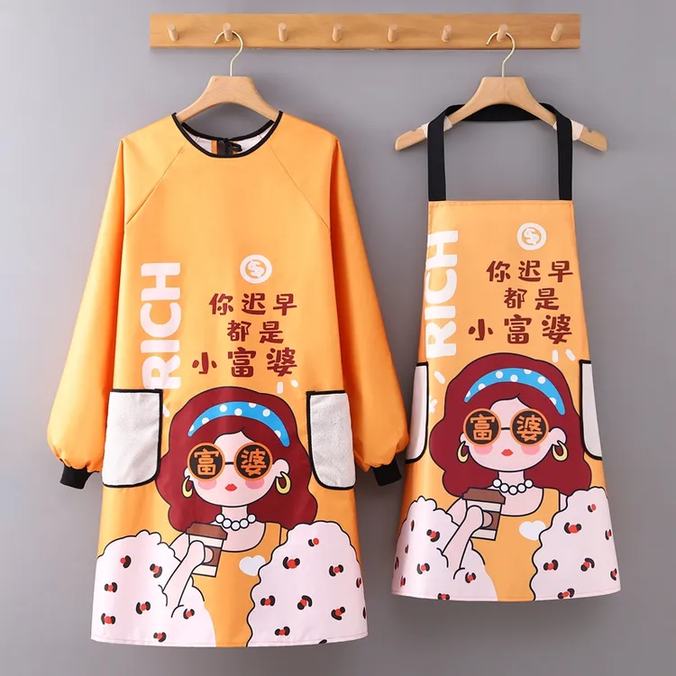 新款富婆围裙厨房家用防水防油洋气可爱女时尚网红韩版围腰工作服