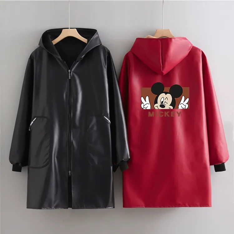 皮革正穿加绒保暖罩衣厨房家用防水防油围裙炒菜做饭餐饮工作服女