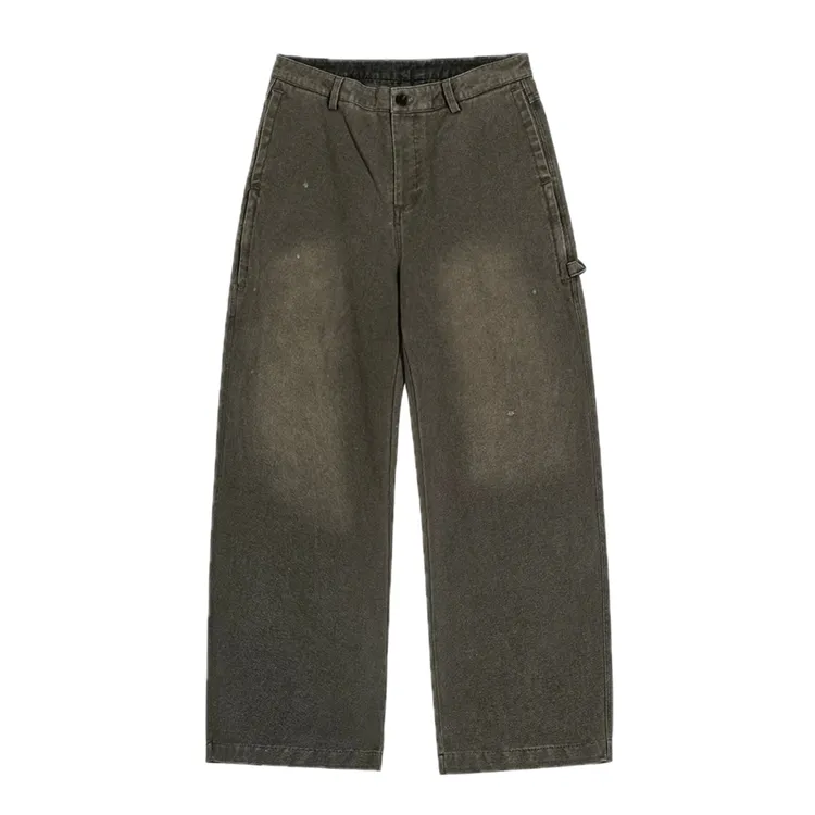 JUP美式复古纯色水洗男牛仔裤子潮牌大码宽松直筒休闲裤子长裤