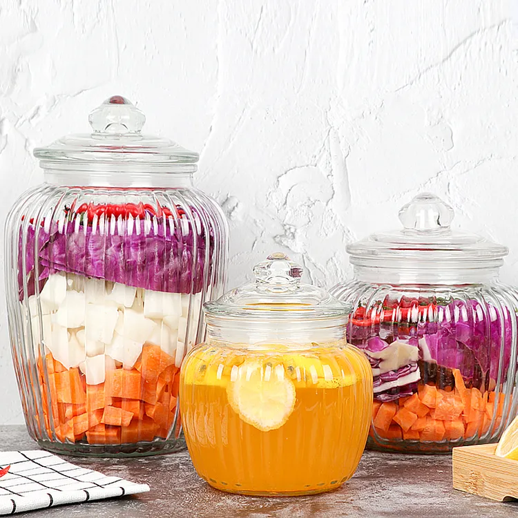 家用密封泡菜坛子储物腌制带盖加厚玻璃酸菜泡菜罐无铅透明糖果罐