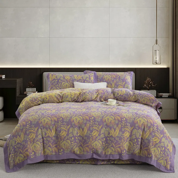 【特价清】郁金香-A类全棉双层纱色织提花四件套柔软亲肤纱布