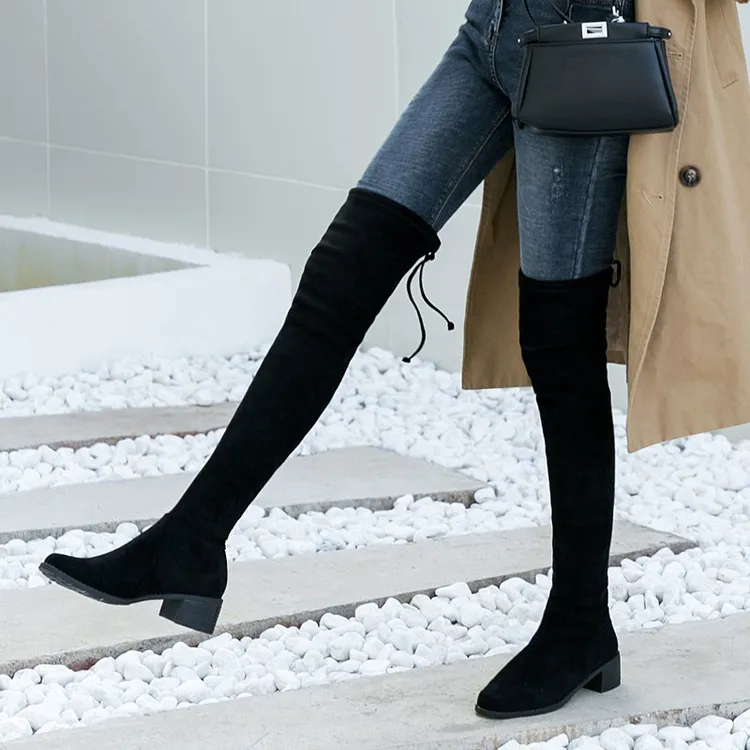 升级版5050过膝长靴女显瘦高筒弹力长筒靴平底过膝靴女鞋冬瘦瘦靴