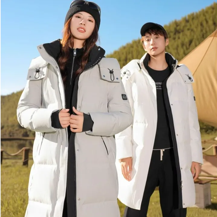 雪中飞2024秋冬新款男女同款情侣长款羽绒服脱卸帽纯色加厚33127