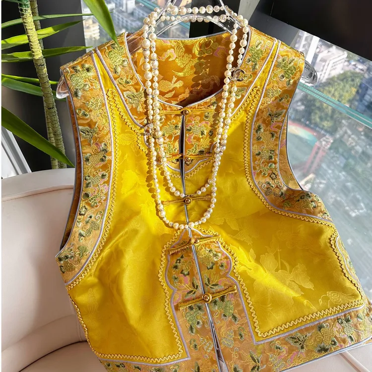 《深圳佐漫服饰》Y1003韵华秋 新中式香云纱双面穿气质国风马甲