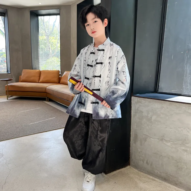 儿童装男童汉服春装套装2026新款春春款中大童男孩中国风春季唐装