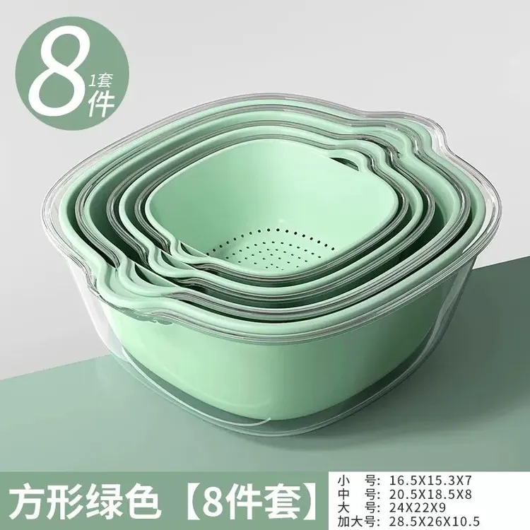 双层PET洗菜盆沥水篮子厨房神器多功能客厅家用水果盘洗水果菜篮i