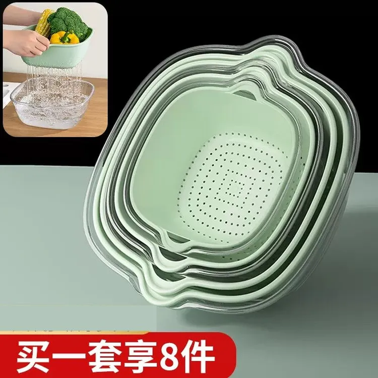 双层镂空水果盆洗水果洗菜沥水篮特厚家用菜蓝子大号洗菜盆食品级