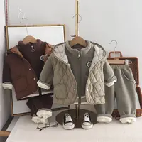 男童装秋冬季加绒加厚三件套婴儿童棉衣男宝宝冬装套装1-3岁5潮衣