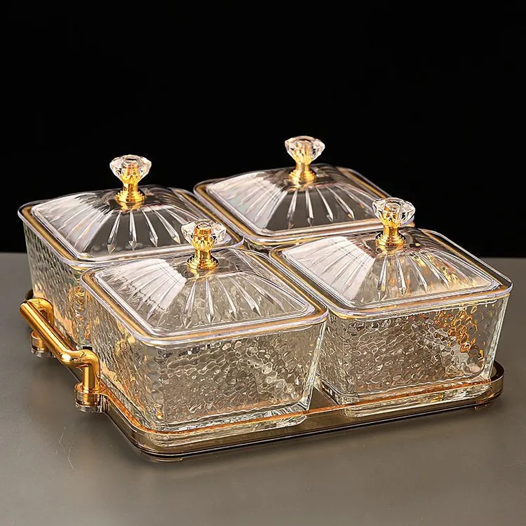 家用高档水果盘干果盘客厅果盘瓜子精致干果玻璃水果盘零食干果盒