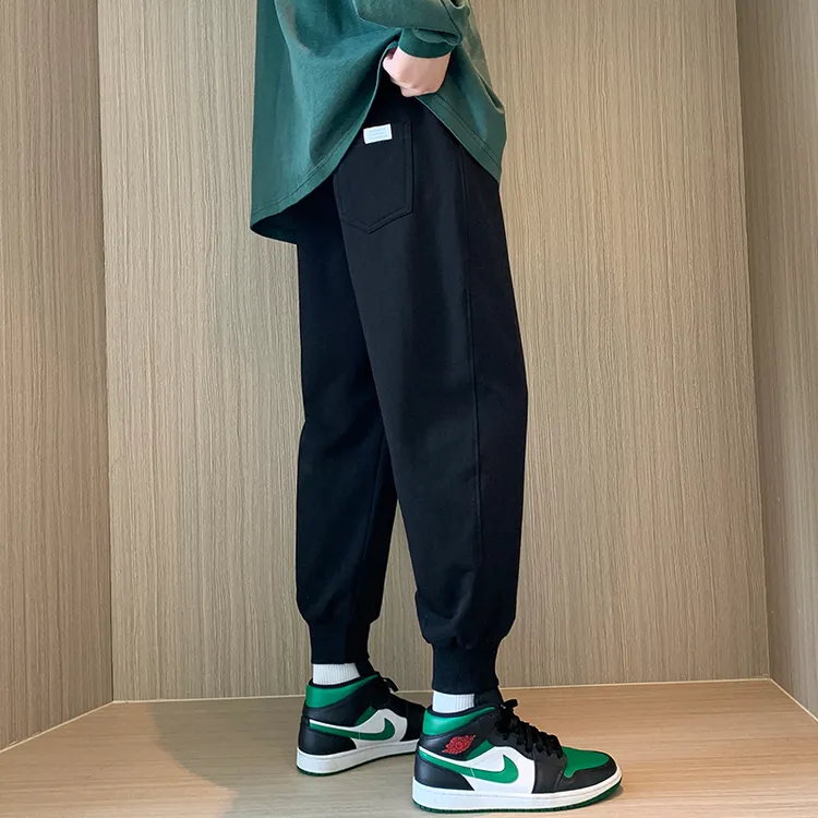 裤子男款秋冬款加绒长裤男生运动裤男士休闲裤男裤高级感束脚卫裤