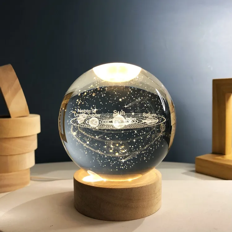 礼物毕业生日月亮闺蜜发光摆件桌面水晶球小夜灯装饰品星空灯