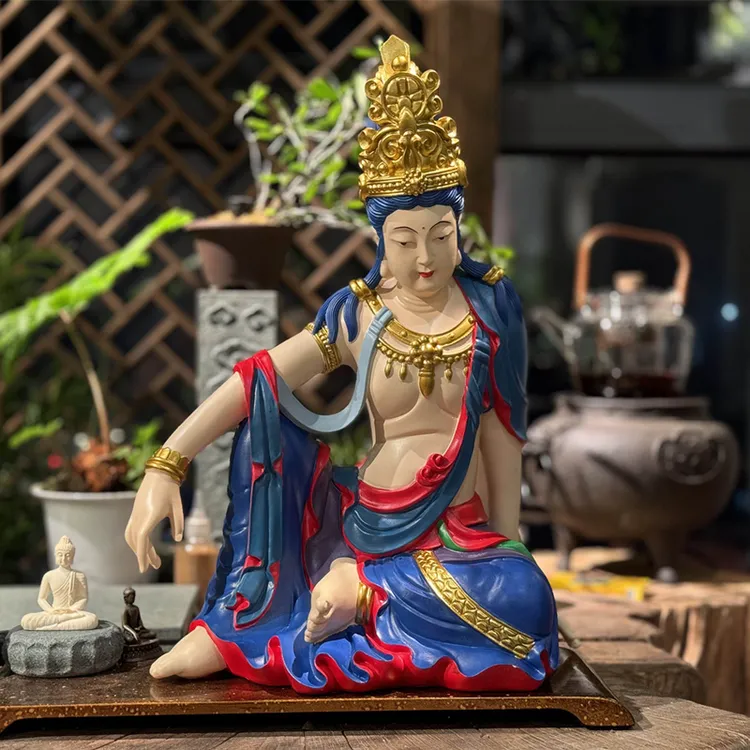 水月自在观音摆件菩萨佛像坐像创意中式禅意工艺品茶空间装饰客厅