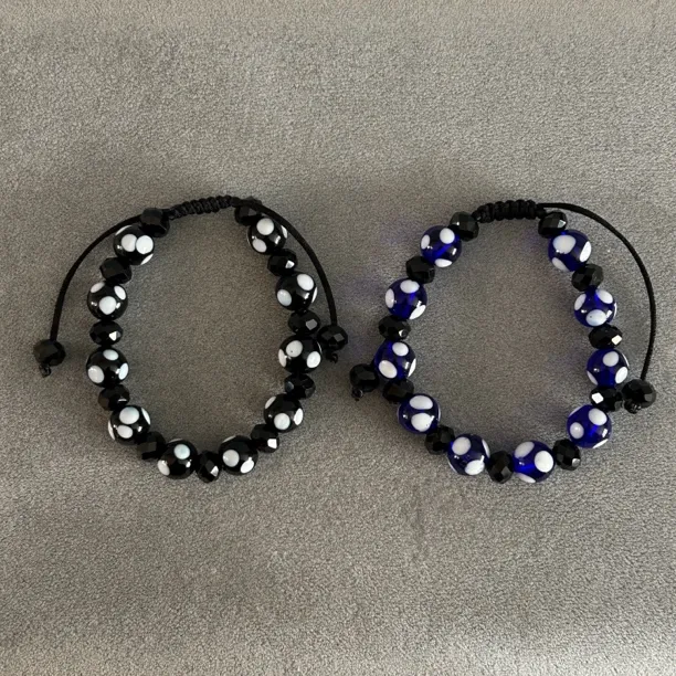 非金属仿水晶手链 蓝眼睛琉璃手链仿水晶纯手工幸运转运珠民族风