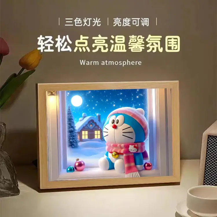 哆啦A梦蜡笔小新动漫大全灯光画氛围灯小夜灯客厅卧室装饰画简约