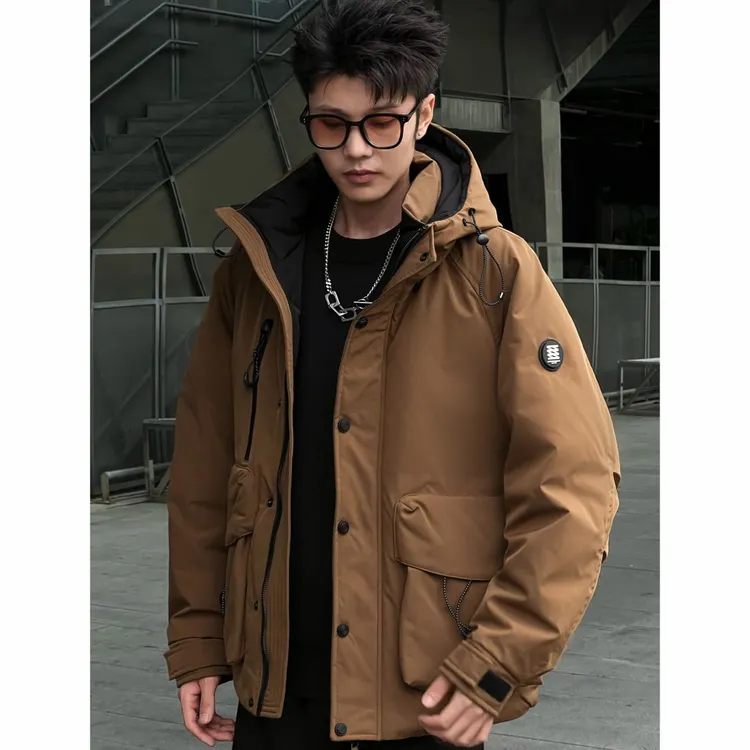 白鸭绒 冬季男装时尚字母徽章2024新款机能连帽羽绒服2D032