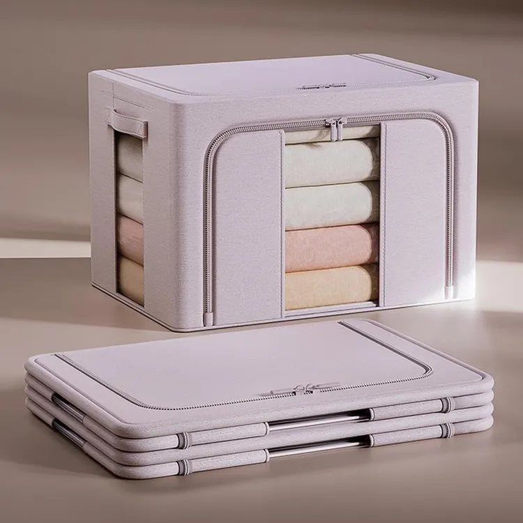 日本云柔棉衣柜收纳箱家用衣服衣物布艺棉麻被子折叠筐