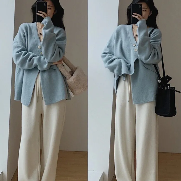 新款奶糯风奶系穿搭高级感温柔韩系时尚毛衣大码针织衫外套1256