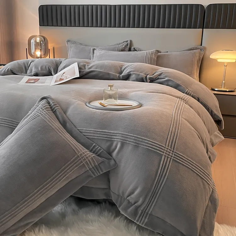 高端秋冬季加厚牛奶绒四件套宝宝绒亲肤保暖床单被套轻奢床上用品