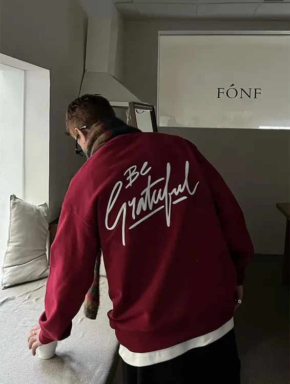 300斤大码宽松美式男士男款休闲卫衣圆领加绒秋冬红色本命年衣服