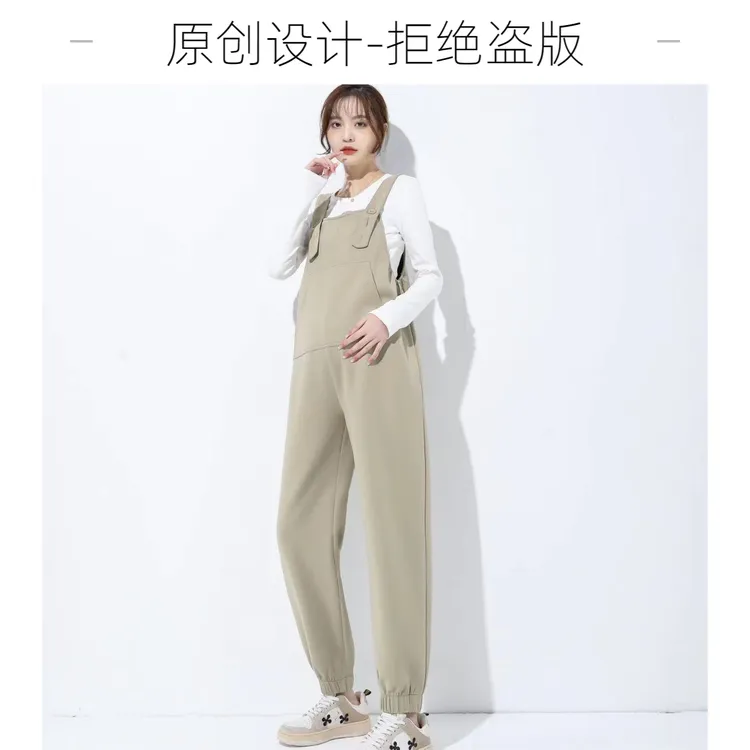 【落日余晖】25新款孕妇背带裤加绒加厚显瘦韩版束脚大弹力孕妇裤
