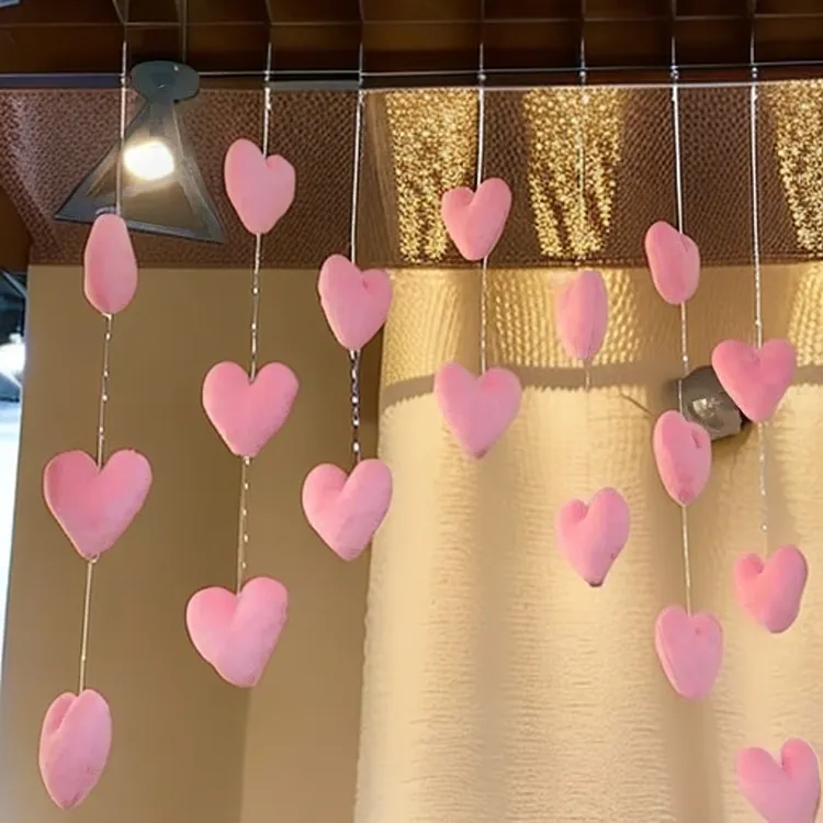 柒柒专属爱心门帘可爱少女免打孔挂帘爆款高颜值公主线帘客厅卧室