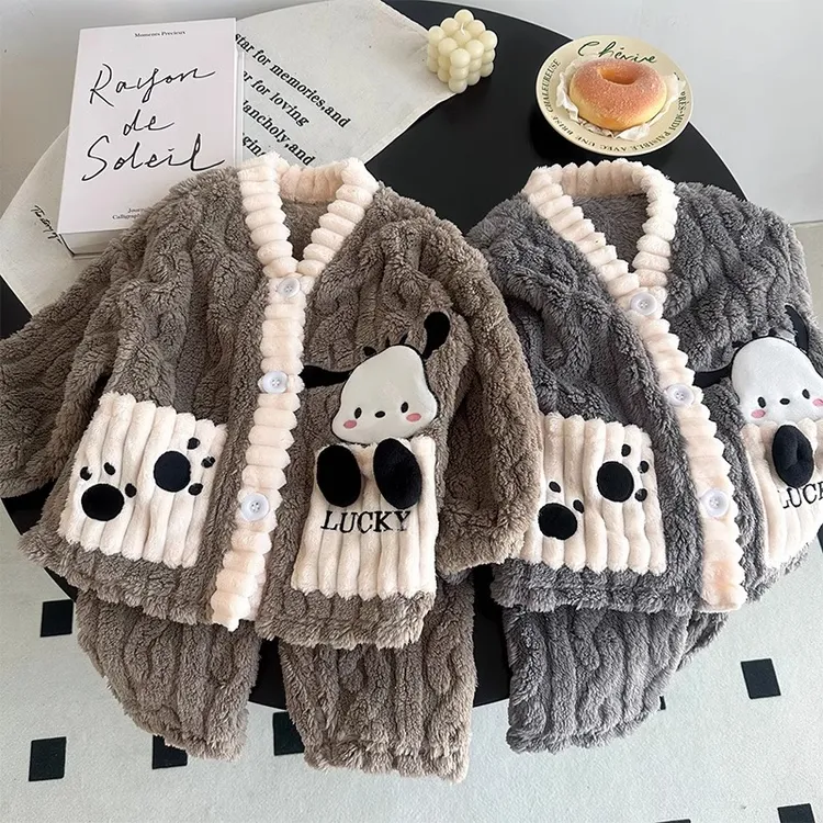 男童睡衣珊瑚绒2025新款儿童冬季加绒套装宝宝秋冬法兰绒冬天女童